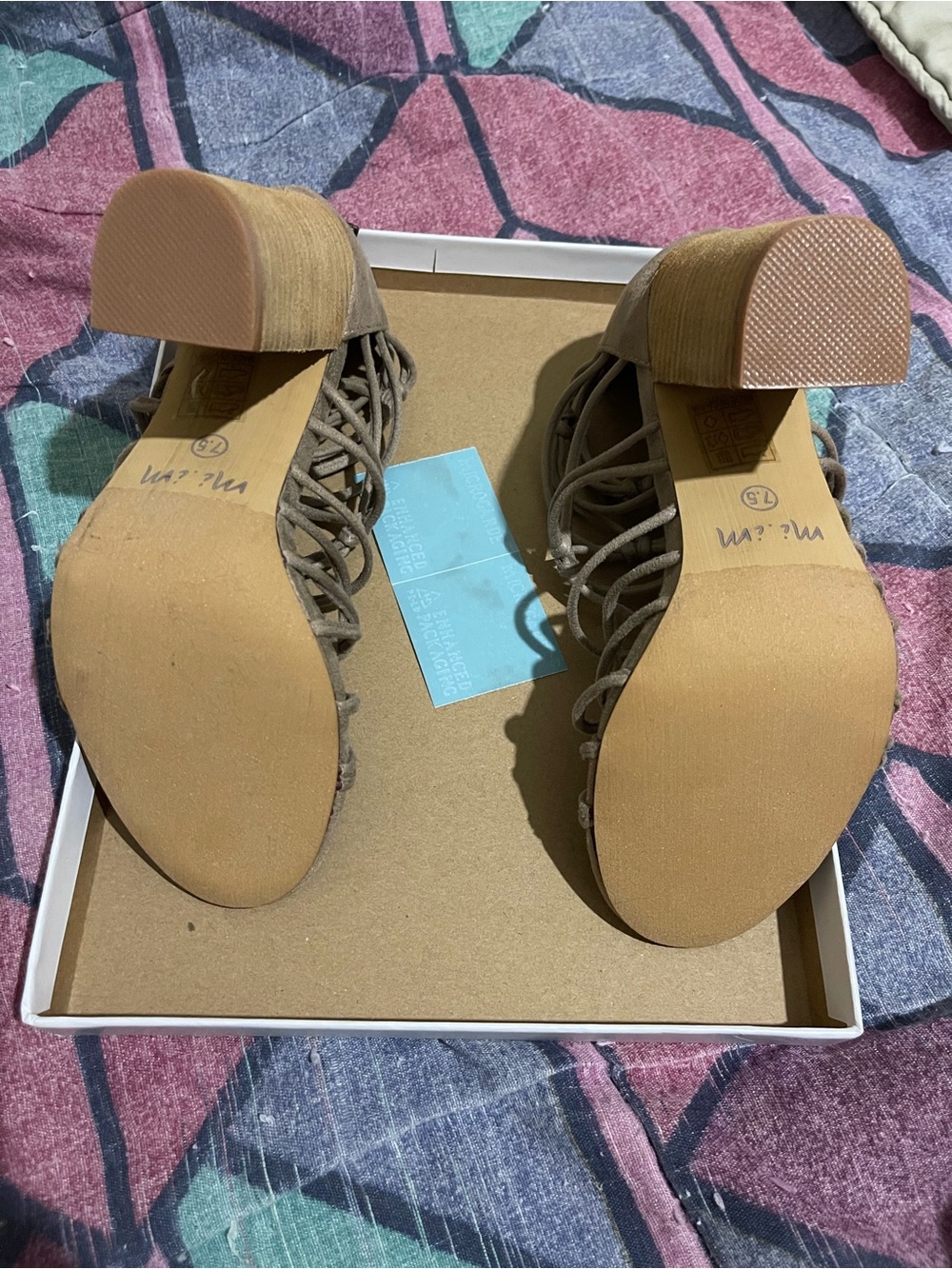 New in box, strappy heels with 4” block heel. 7.5 - Picture 13 of 13